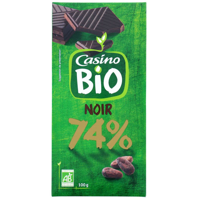 CASINO BIO Chocolat noir bio 74% dégustation Bio 100g
