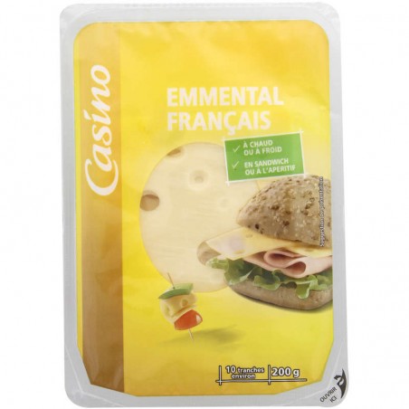 CASINO Emmental français - 10 tranches environ 200g